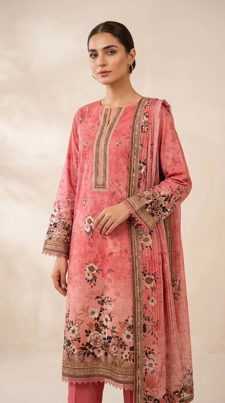 3 Piece - Digital Printed Lawn Suit
